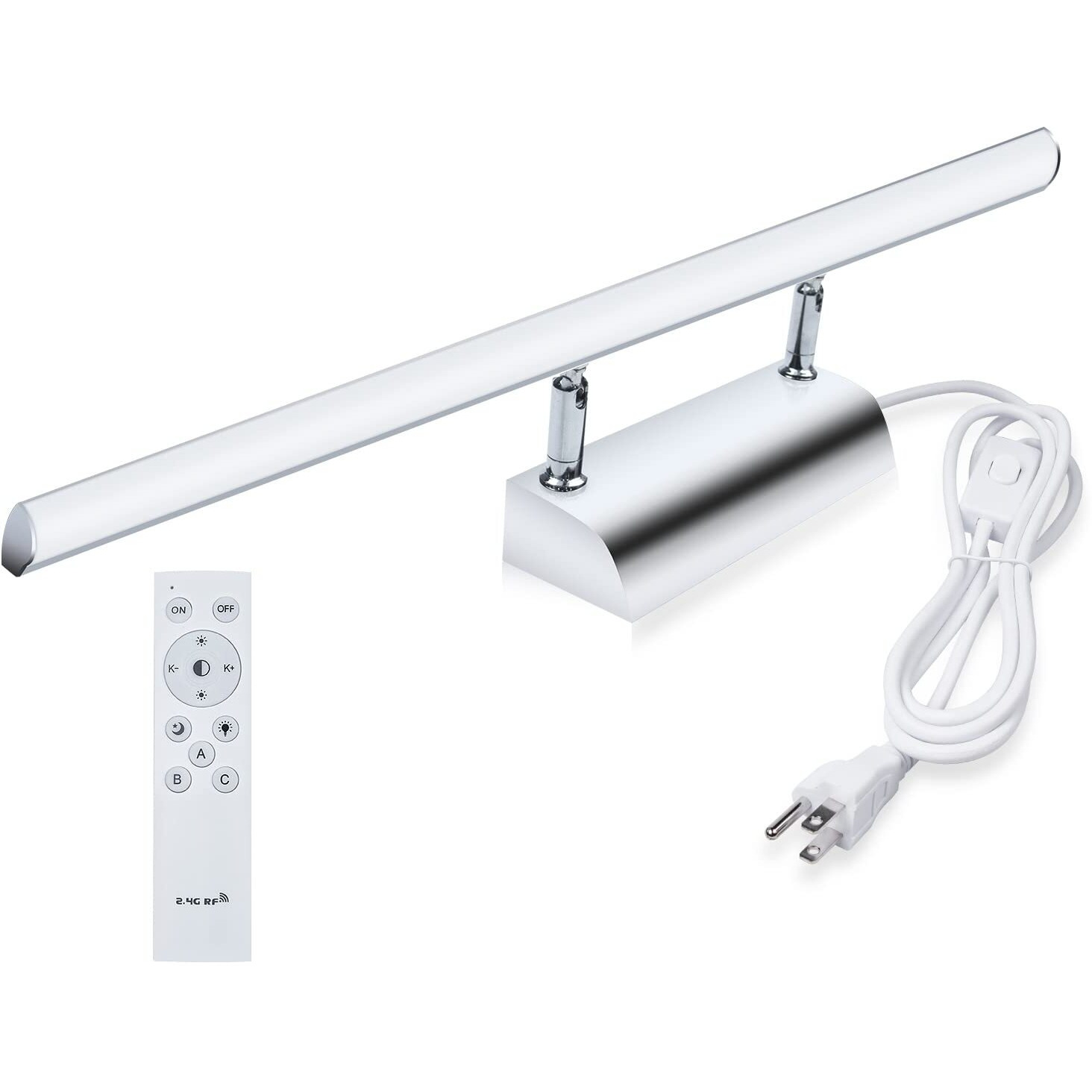 Bonlux 9W Bathroom Led Vanity Light 22 Inch  3 Color Adjustable 3000K/ 4000K/ 6000K  Dimmable Wall Mounted Plug In Light Fixture With Remote Control Memory Function For Cabinet Mirror Lighting
