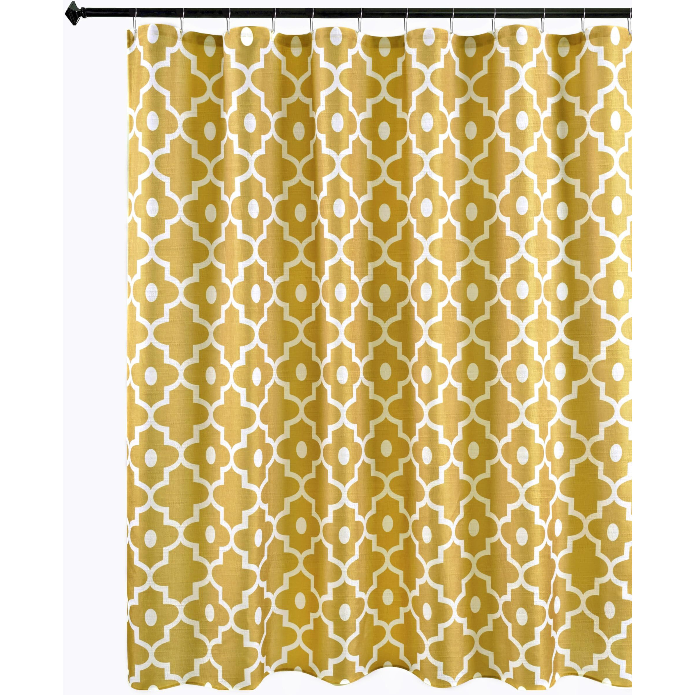 Biscaynebay Extra Long Textured Fabric Shower Curtains 72"" Width By 84"" Length  Gold Morocco Pearl Printed Bathroom Curtains Machine Washable