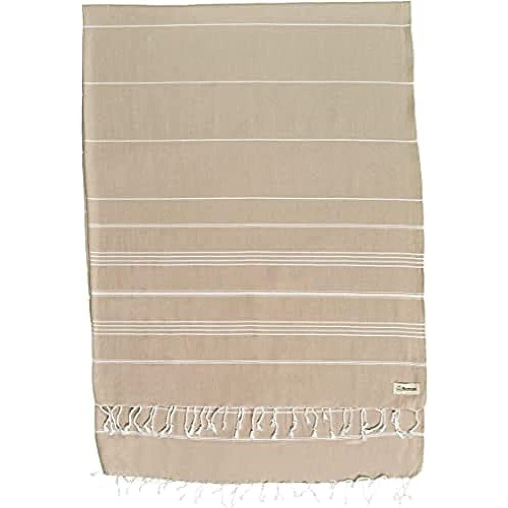 Bersuse 100% Cotton - Anatolia Xl Throw Blanket Turkish Towel - 61 X 82 Inches  Beige