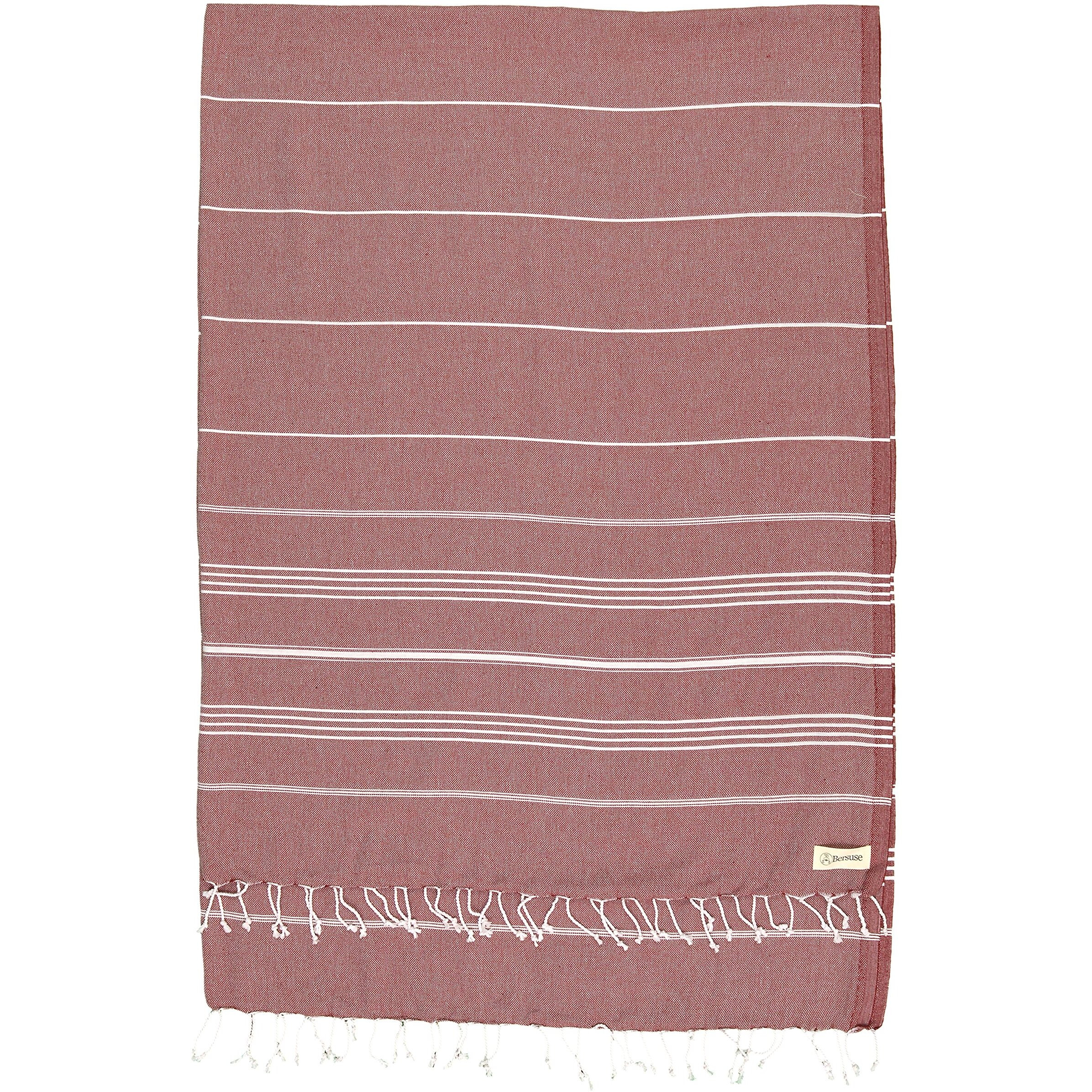 Bersuse 100% Cotton - Anatolia Xl Throw Blanket Turkish Towel - 61 X 82 Inches  Burgundy