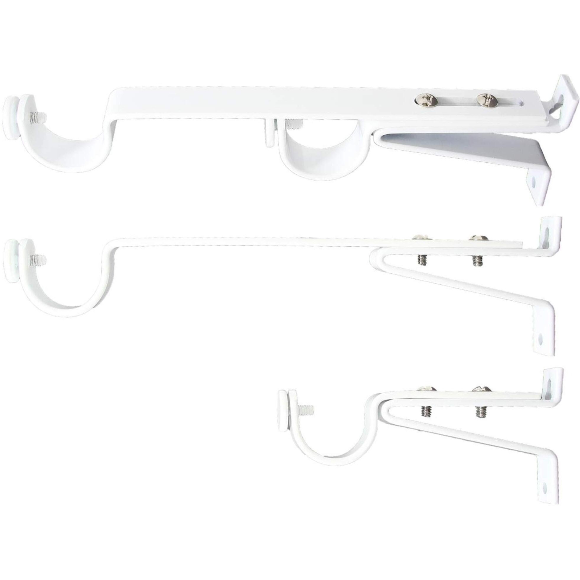 Urbanest Long Double Drapery Curtain Window Rod Bracket Holder  Up To 1.25"" Rod - Glossy White  2 Pieces