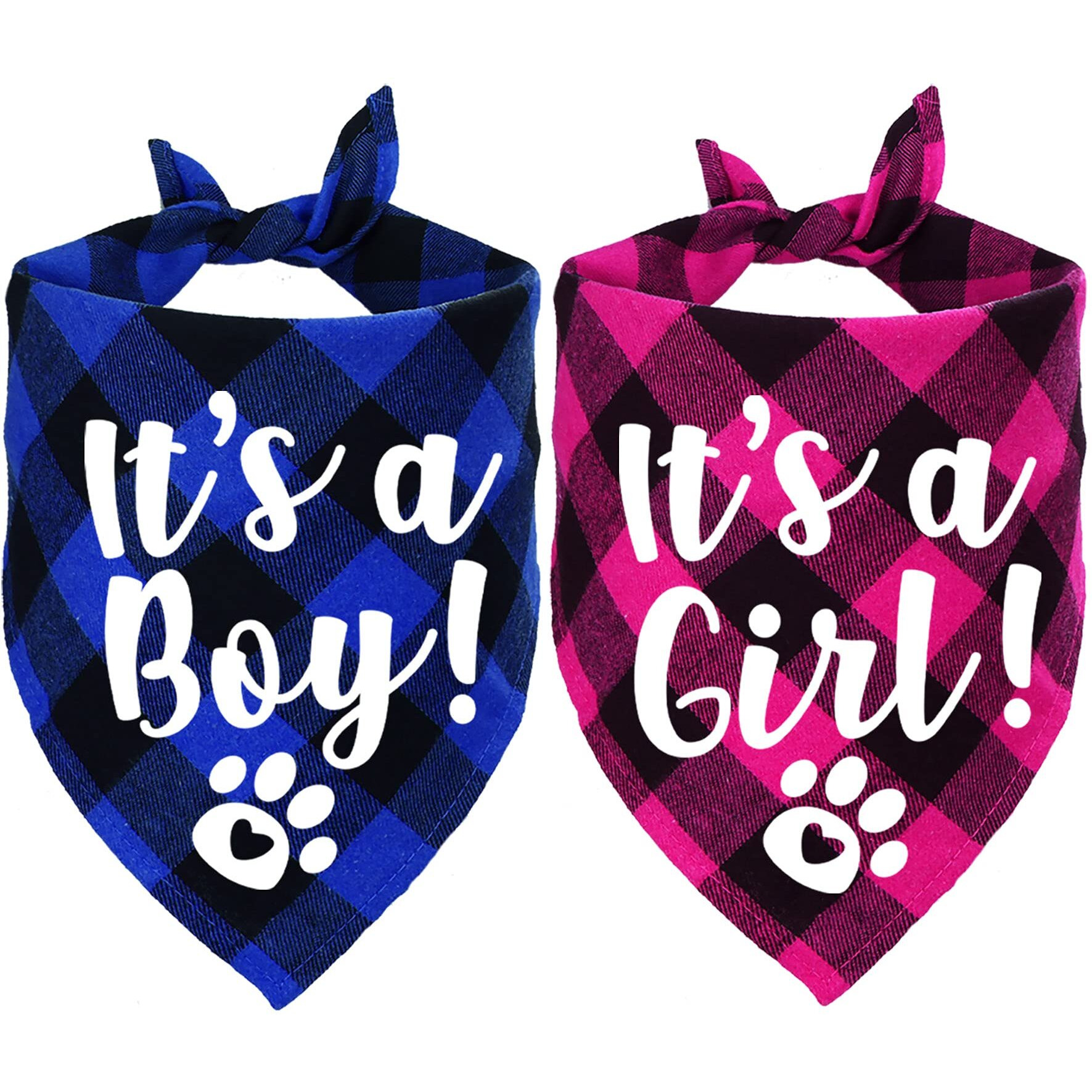 Stmk It's A Boy It's A Girl Plaid Dog Bandana  Pregnancy Announcement Plaid Dog Bandana  Baby Announcement Plaid Dog Bandana Gender Reveal Photo Prop For Dog Puppy (Blue & Pink)