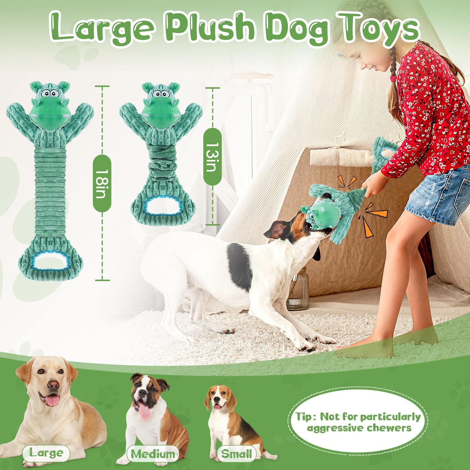 Fuufome Dog Toy For Aggressive ChewersLarge Plush Dog Toys With Squeaker To Keep Them Busy