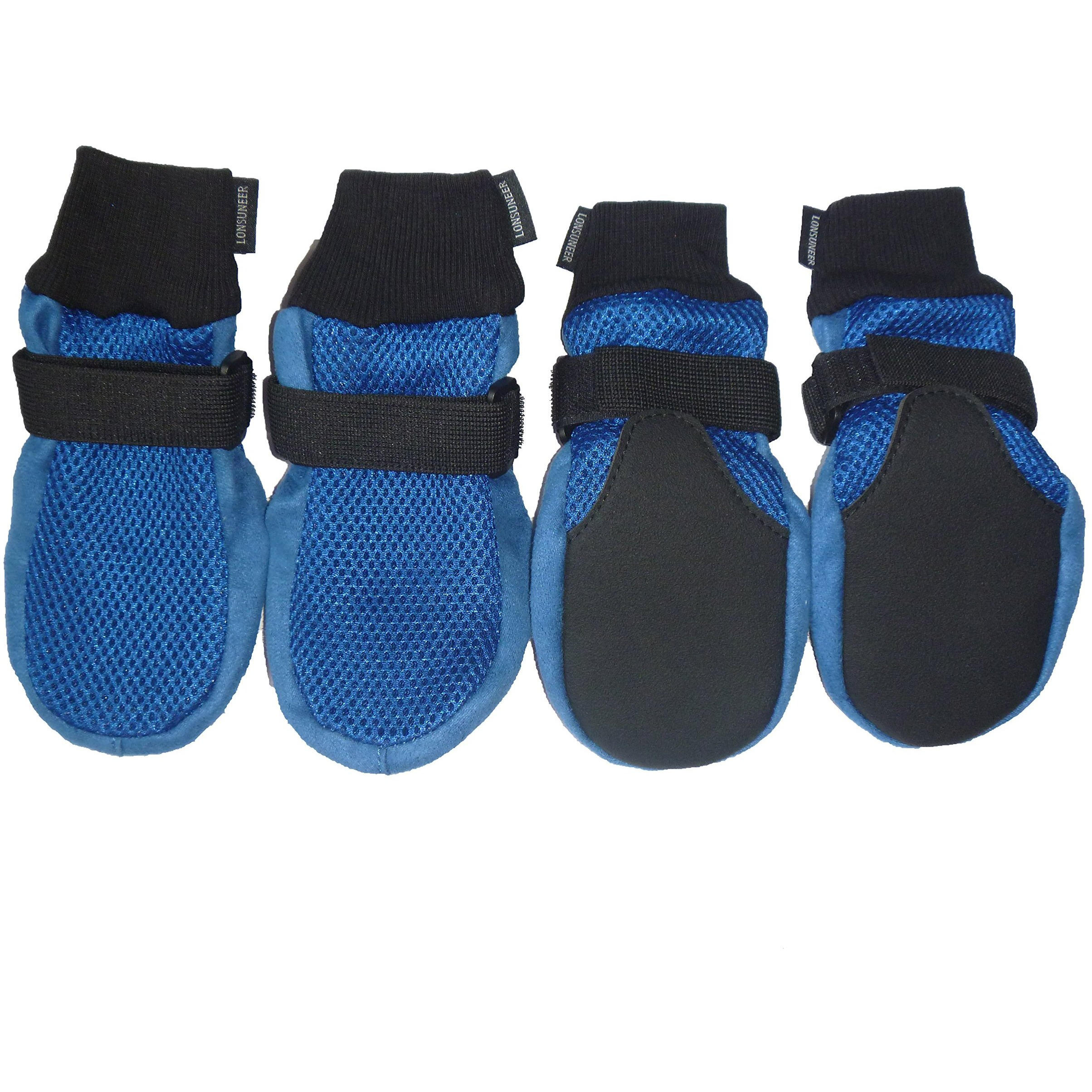 Lonsuneer Dog Boots Breathable And Protect Paws Soft Nonslip Soles Blue Color Size X-Large - Inner Sole Width 3.15 Inch
