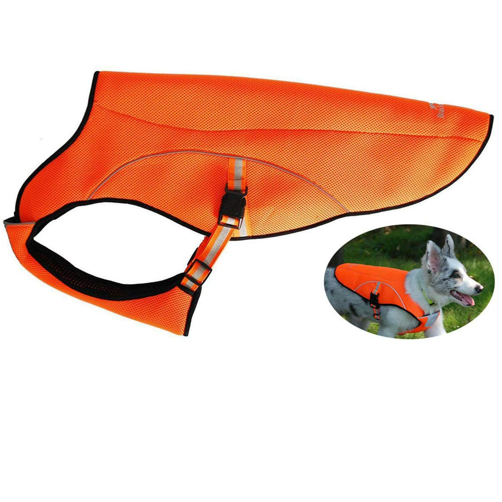 Smartelf Dog Cooling Vest Dog Cooling Coat Evaporative Swamp Cooler Jacket Safety Reflective Vest For Large Dogs Walking Outdoor Hunting Training Camping Orange-Xxl