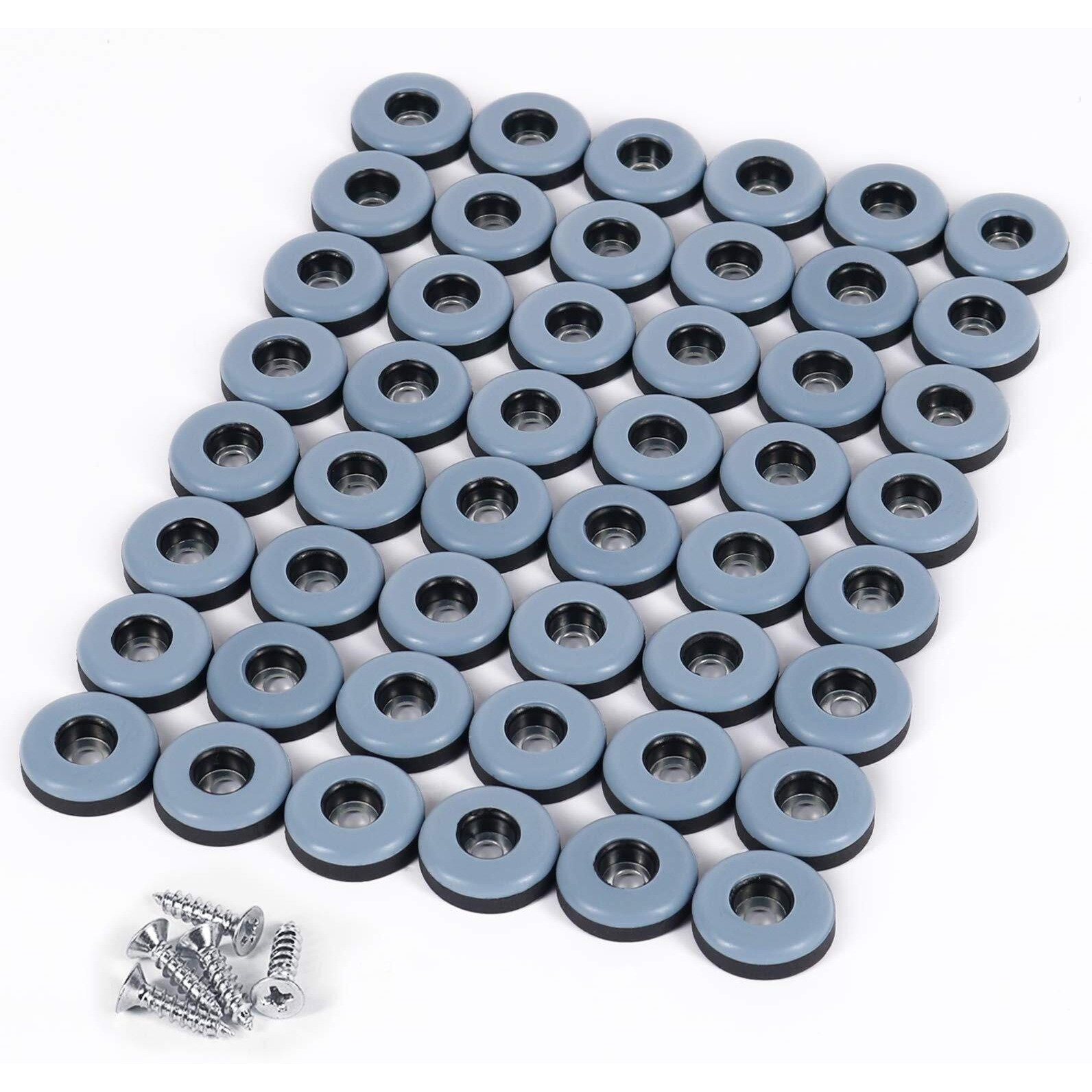 Ginoya Teflon Furniture Sliders  48Pcs 1Inch Reusable Furniture Glides With Screws For Carpet Tile Hardwood (Grayish Blue)