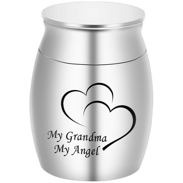 Small Keepsake Urns For Human Ashes Mini Cremation Urns For Ashes Stainless Steel Memorial Ashes Holder-My Grandma My Angel