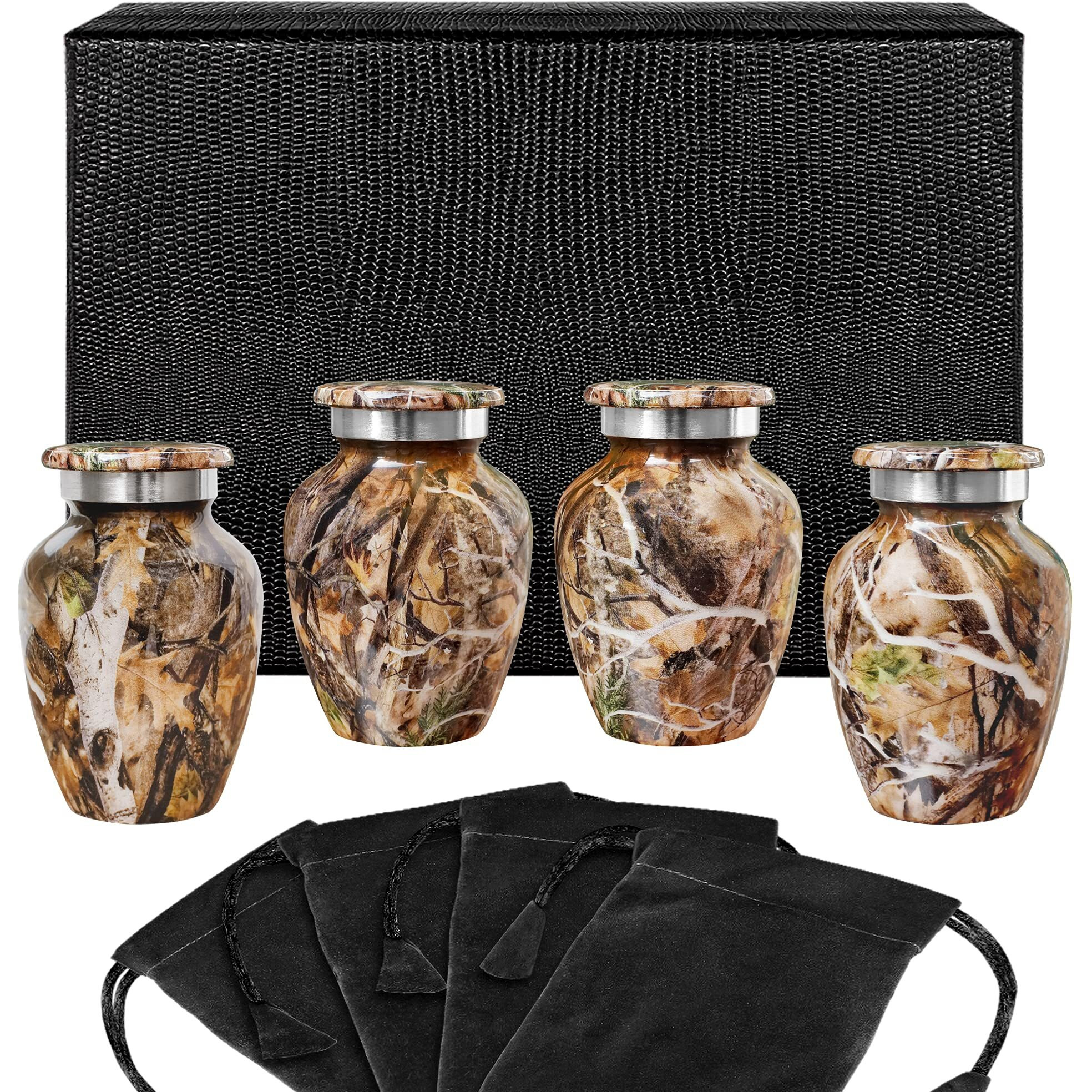 Trupoint Memorials Cremation Urns For Human Ashes - Decorative Urns  Urns For Human Ashes Female & Male  Urns For Ashes Adult Female  Funeral Urns - Brown  4 Small Keepsakes