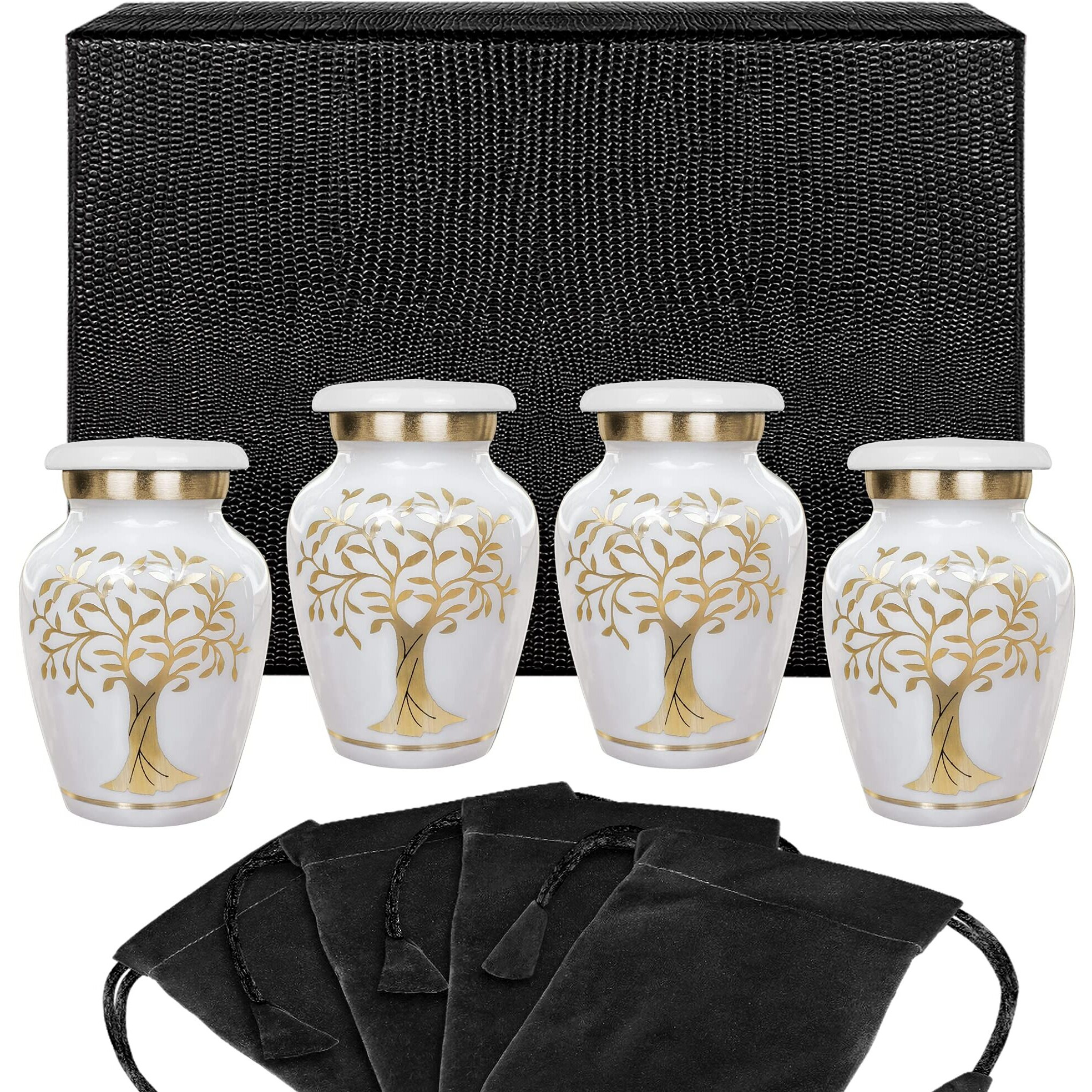 Trupoint Memorials Cremation Urns For Human Ashes - Decorative Urns  Urns For Human Ashes Female & Male  Urns For Ashes Adult Female  Funeral Urns - White  4 Small Keepsakes