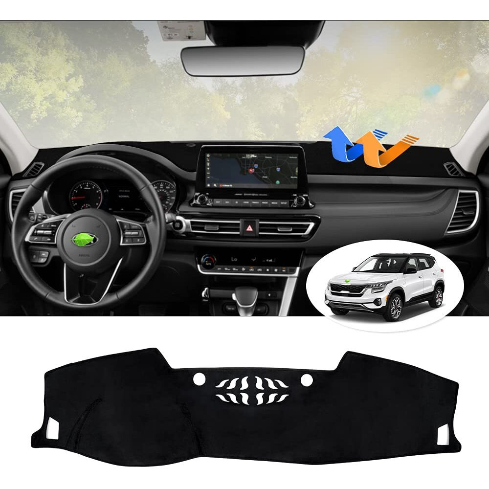 Autorder Dashboard Cover Mat For Kia Seltos 2021 2022 2023 Accessories Dash Cover Flannel Dash Mat Sunshade Glare Uv Rays Protector