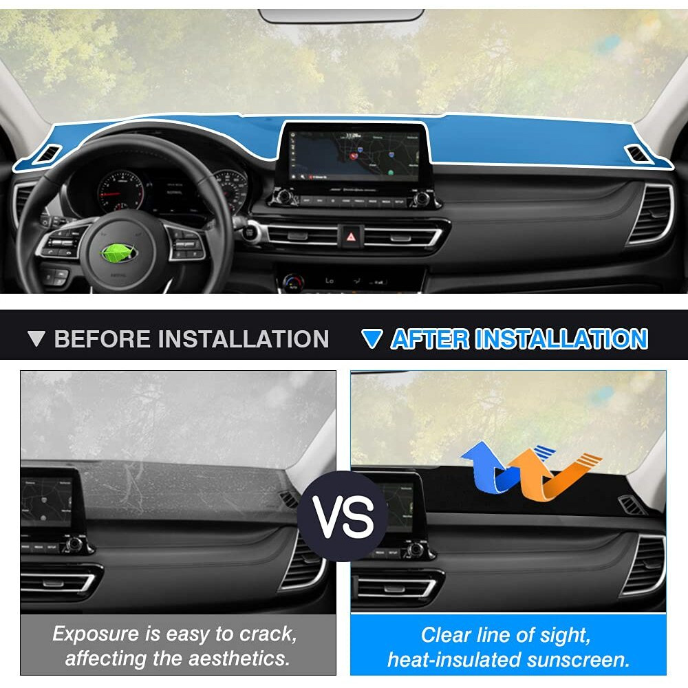 Autorder Dashboard Cover Mat For Kia Seltos 2021 2022 2023 Accessories Dash Cover Flannel Dash Mat Sunshade Glare Uv Rays Protector