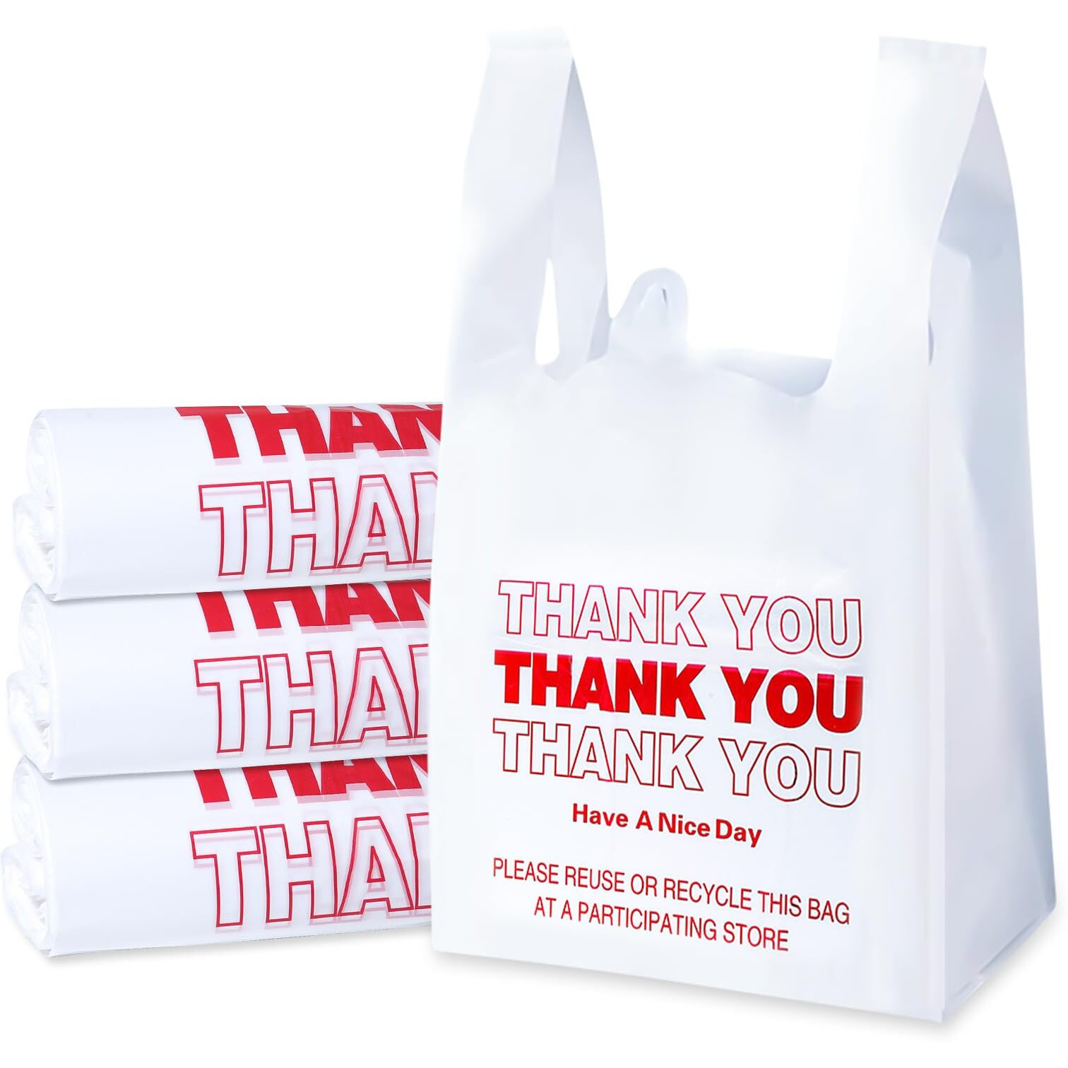 Sheerdelight T Shirt Bags - 300 Count Thank You Bags (11"&quotX 6"&quotX 21"")  Recyclable Plastic Bags For Small Business  Shopping  Grocery  Plastic Bags With Handles  Thank You Grocery Bags (White)