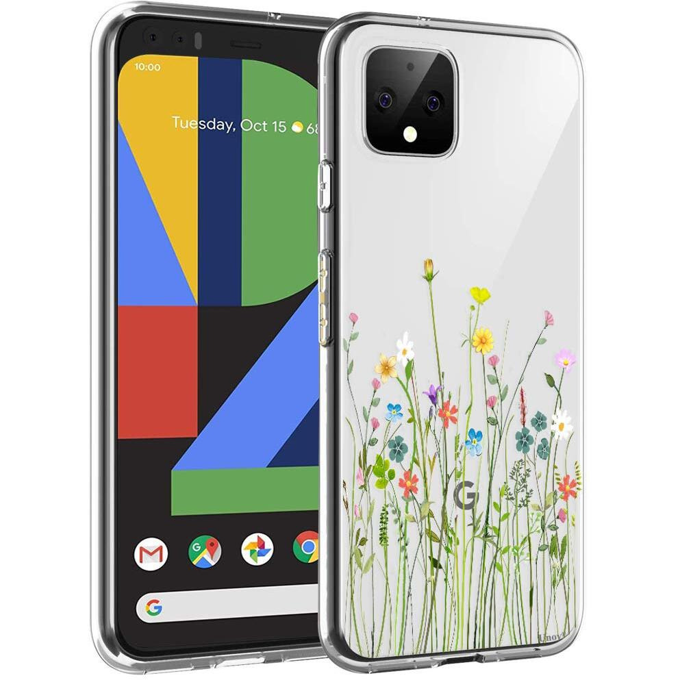 Unov Pixel 4 Xl Case Clear With Design Soft Tpu Shock Absorption Slim Embossed Floral Pattern Protective Back Cover For Pixel 4 Xl 6.3 Inch (Flower Bouquet)