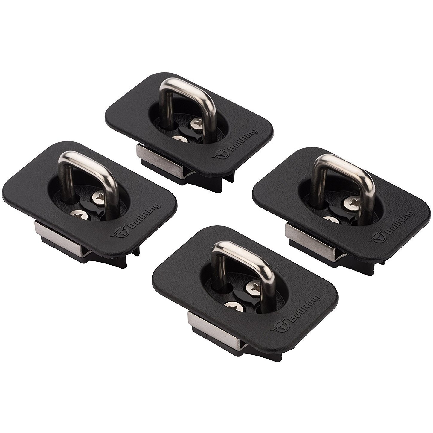 Bull Ring Ford Flush Fit Retractable Truck Bed Tie Down Anchors (Rear Only) For '98-'14 Ford F150  98-16 Ford Super Duty (2 Pairs)