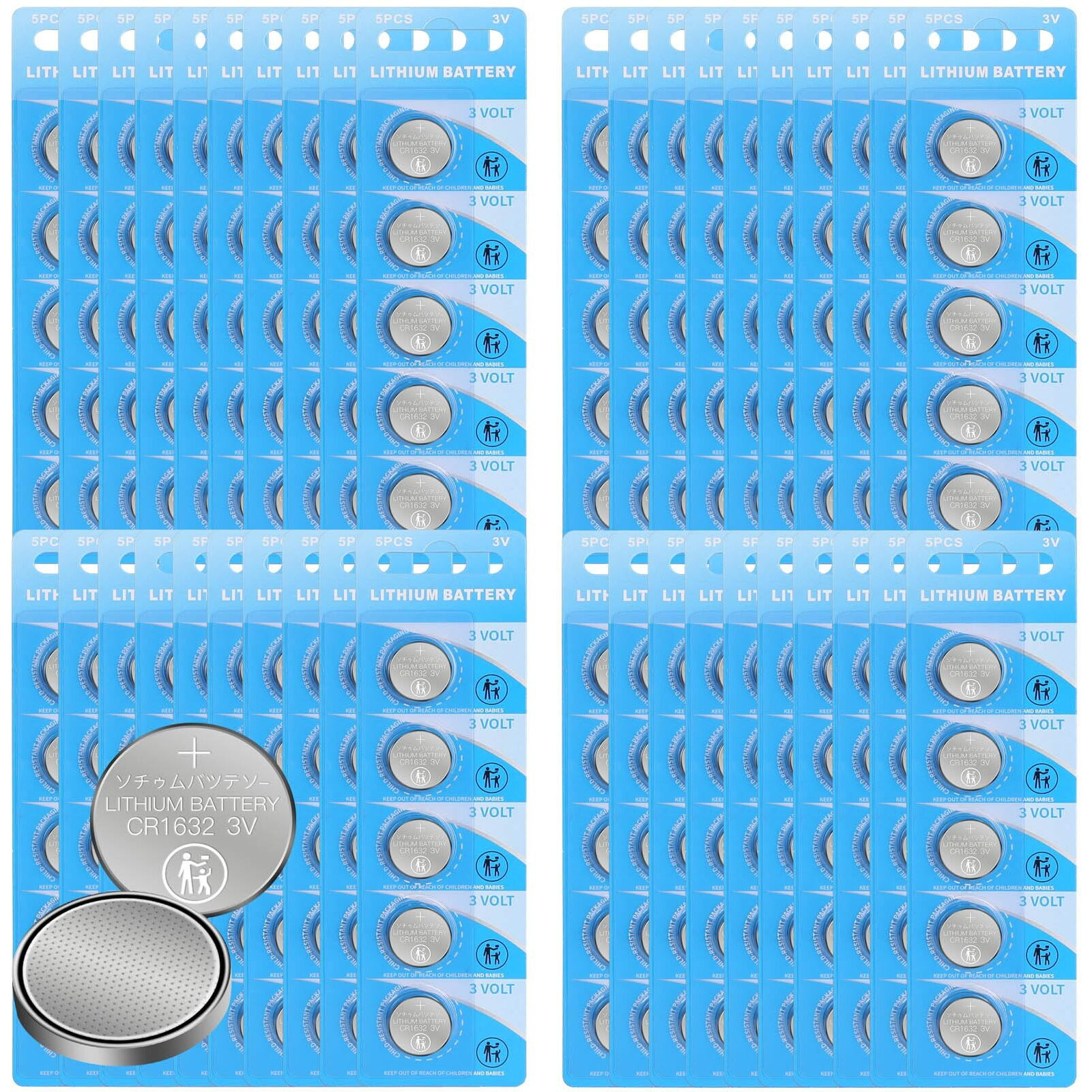 Wanzelonyo Cr1632 Battery Cr1632 3V Lithium Button Cell 200 Count