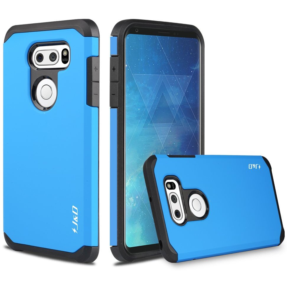 J&D Case Compatible For Lg V35 Case  Lg V35 Thinq/Lg V30S/Lg V30S Thinq/Lg V30/Lg V30 Plus Case  Heavy Duty Dual Layer Hybrid Shock Proof Protective Rugged Bumper Case For Lg V35 Case  Blue