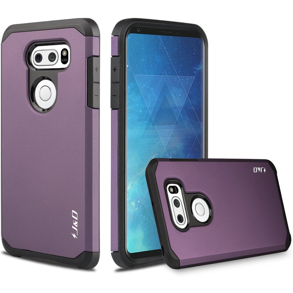 J&D Case Compatible For Lg V35 Case  Lg V35 Thinq/Lg V30S/Lg V30S Thinq/Lg V30/Lg V30 Plus Case  Heavy Duty Dual Layer Hybrid Shock Proof Protective Rugged Bumper Case For Lg V35 Case  Purple