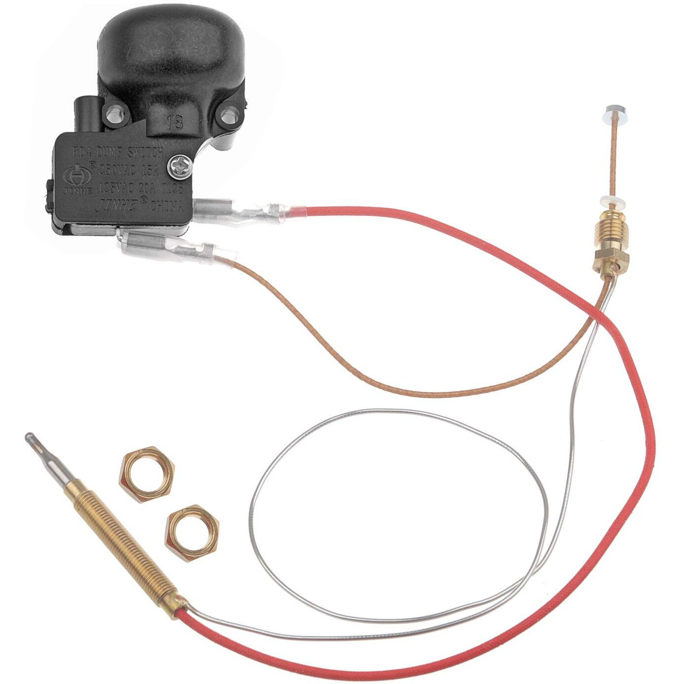 Timsec Outdoor Patio Heater Thermocouple Sensor And Tip Over Switch  With M8 X 1 End Connection Nuts  M6 X 0.75 Thermocouple Head Thread And 2 Screw Nuts  16.2"" Length Wire And 0.25'' Flat Terminal