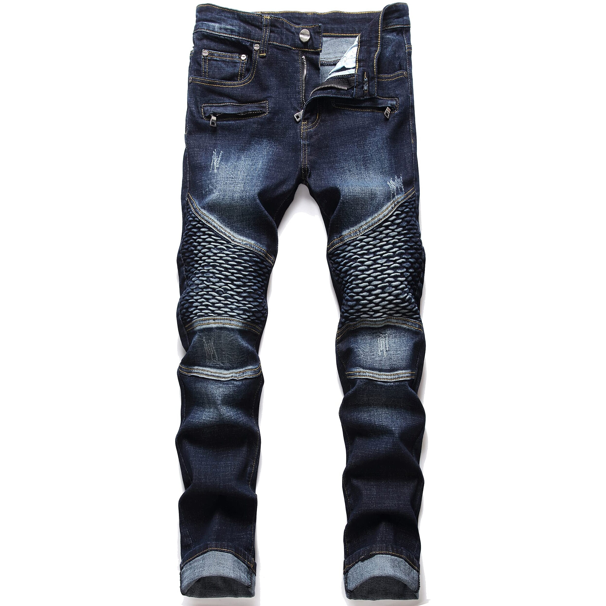 Aititia Men's Classic Slim Fit Straight Leg Flex Jean (1511 Navy Blue  34)