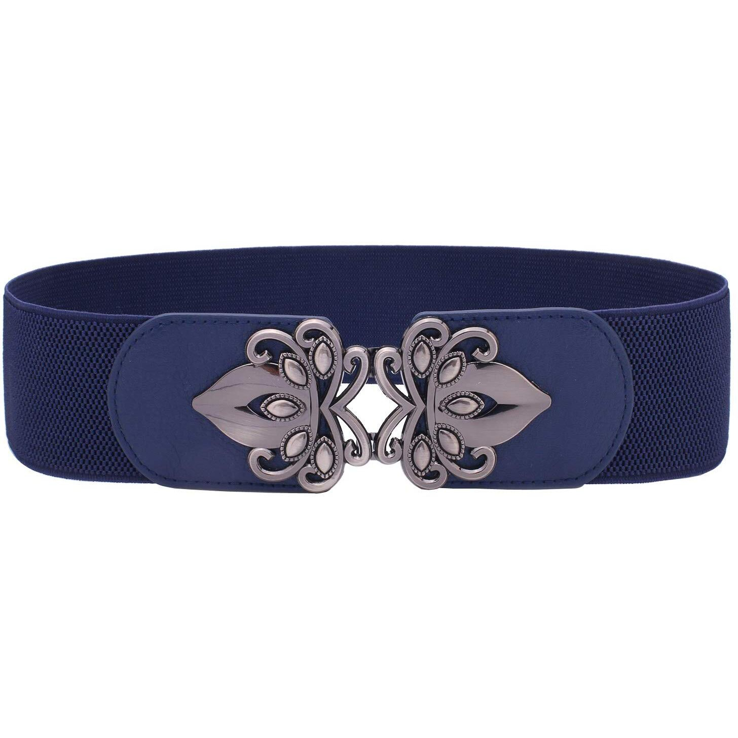 Syuer Womens Vintage Wide Elastic Stretch Waist Belt Retro Belts (3Xl  Navy Blue)