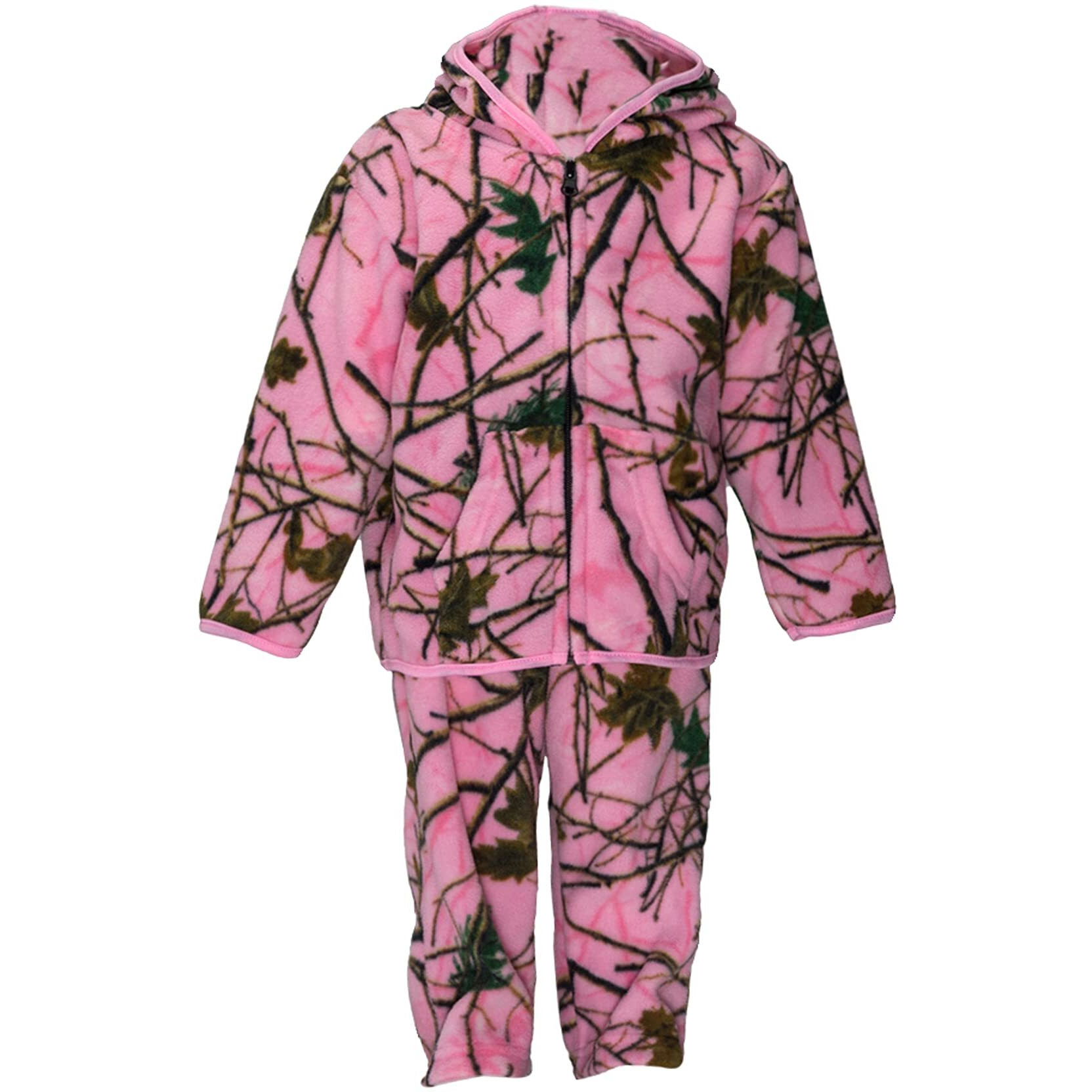 Trailcrest Infant - Toddler Camo Full Zip Hoodie Sweatshirt Fleece Jacket & Pants Set  Pink Camo  2T