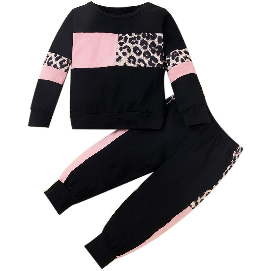 Wesidom Baby Girl Clothes Sets  2Pcs Autumn Long Sleeve Clothes Outfits Toddler Girl Sweater Sets Black