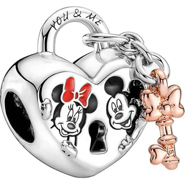 Valgacls Miki Mouse & Mini Mouse Padlock Charm For Bracelets Necklace 925 Sterling Silver Mouse Charms Valentine 's Day Jewelry Gift For Women Girls