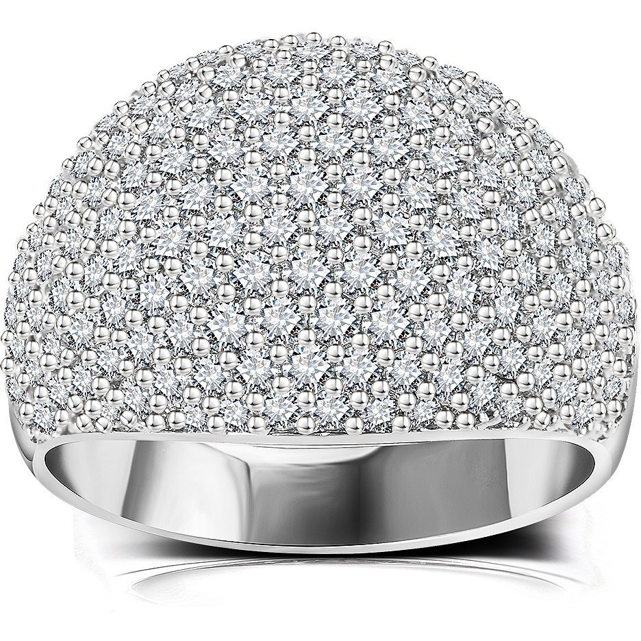Diamond Accent Dome Ring - Sliver Fashion Rings For Women Big Hollow Women Wedding Band Cubic Zirconia Statement Rings For Women (White  10)