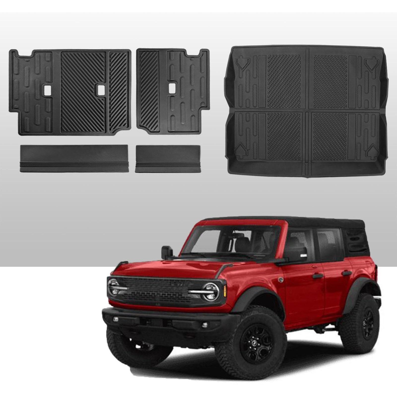 Mabett Seat Back Cover And Cargo Liner For Ford Bronco 4 Door Accessories  All-Weather Backrest Protector Trunk Mat Fit Bronco 2021-2024