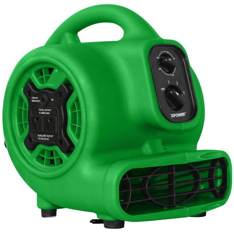 Xpower P-230At Mini Mighty 1/4 Hp 925 Cfm Centrifugal Air Mover  Carpet Dryer  Floor Fan  Blower  Stackable  Daisy Chain  For Water Damage Restoration  Janitorial  Plumbing  Home Use  Green