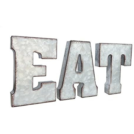 Zoreal Galvanized Eat Sign Rustic Metal Letters Free Standing Decorative Sign Wall Decor
