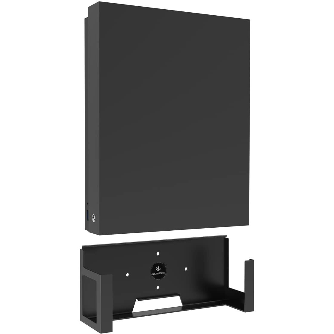 Monzlteck Wall Mount For Xbox One X (Not Fit For One Original) All Metal Vertical Hanging On Wall With Power Botton Left/Right Wall Shelf Bracket For X1X