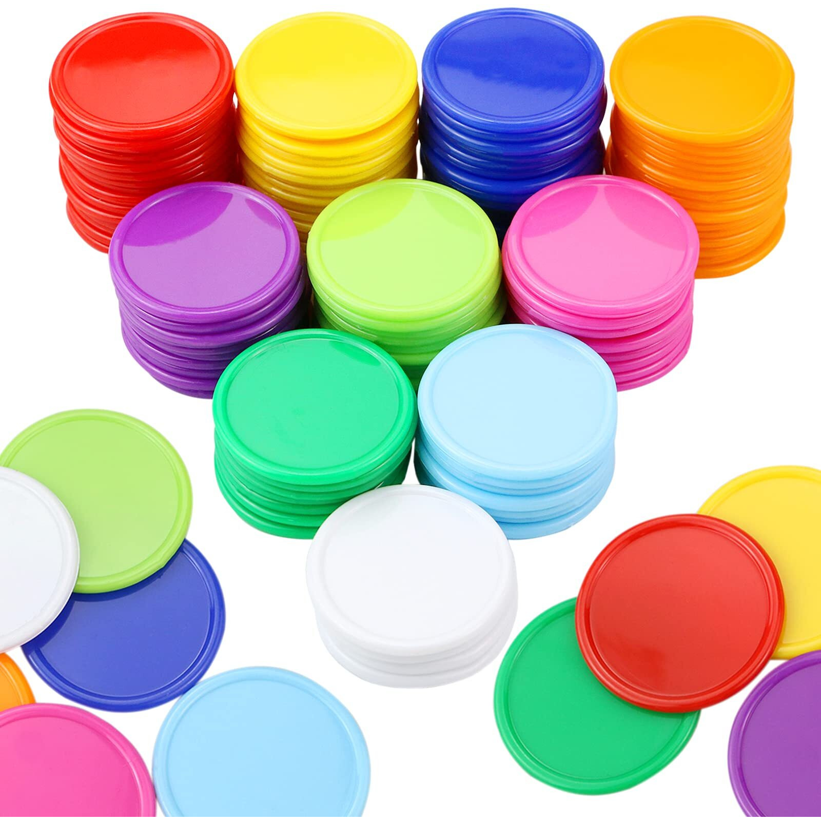 Yexpress 500 Pieces Plastic Poker Chips  Poker Card Game Chips Bulk  Counting Discs Markers For Learning Math Counting  Game Play  37Mm/10 Colors