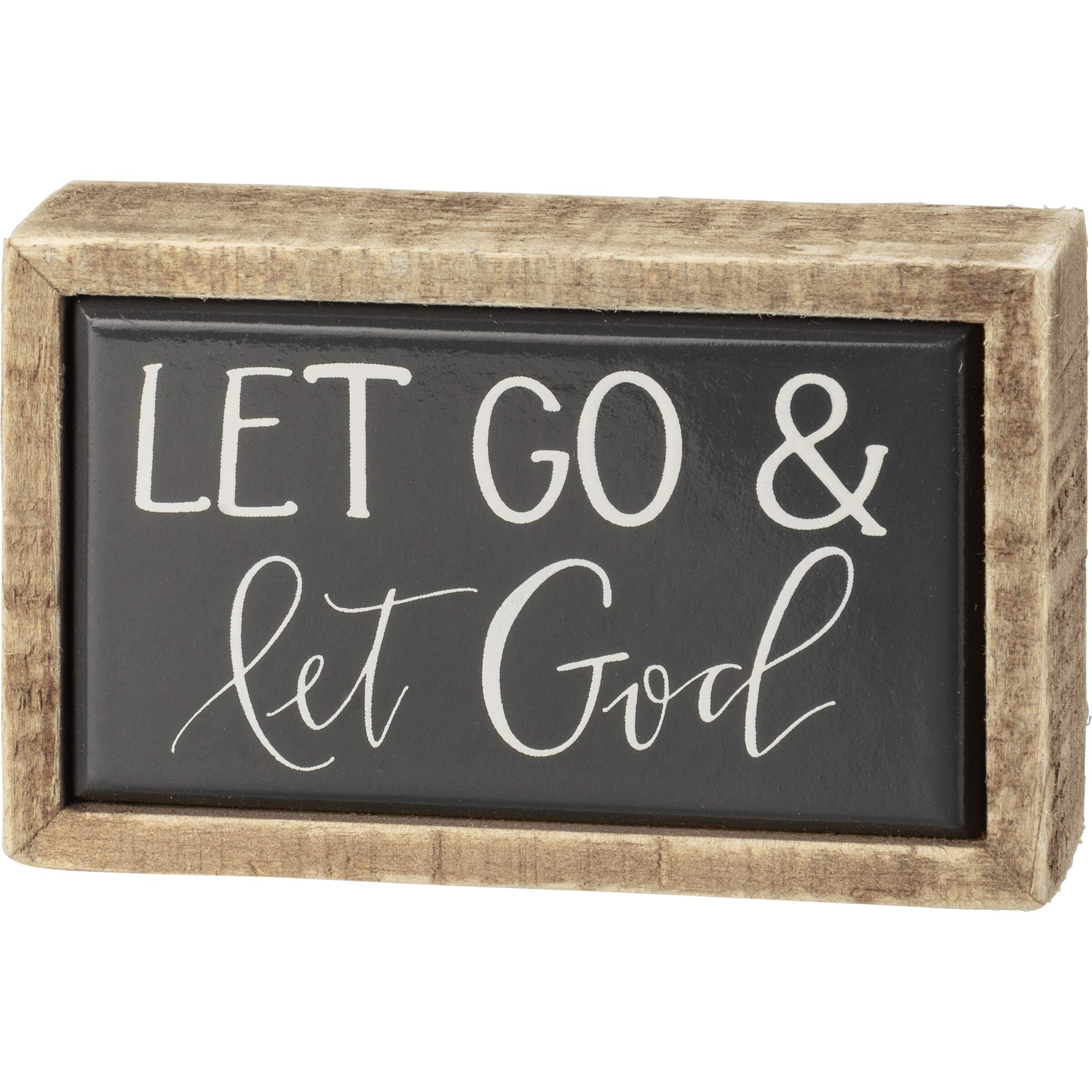 Primitives By Kathy 108308 Let Go & Let God Box Sign Mini  White