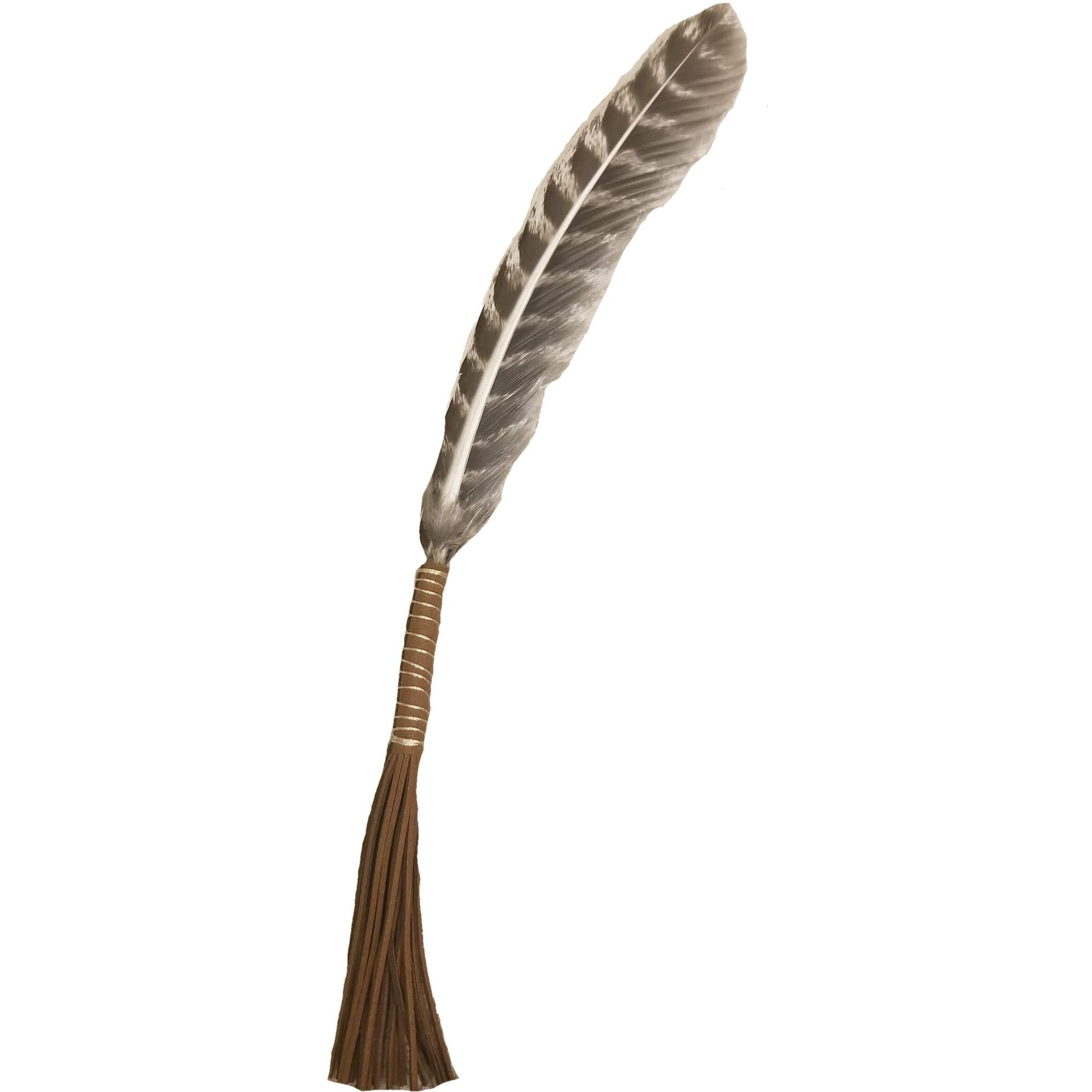 10"" Leather Wrapped Smudging Feather With Leather Tassel