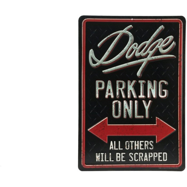 Open Road Brands Dodge Parking Only Embossed Metal Sign - Vintage Dodge Sign For Garage - All Others Will Be Scrapped