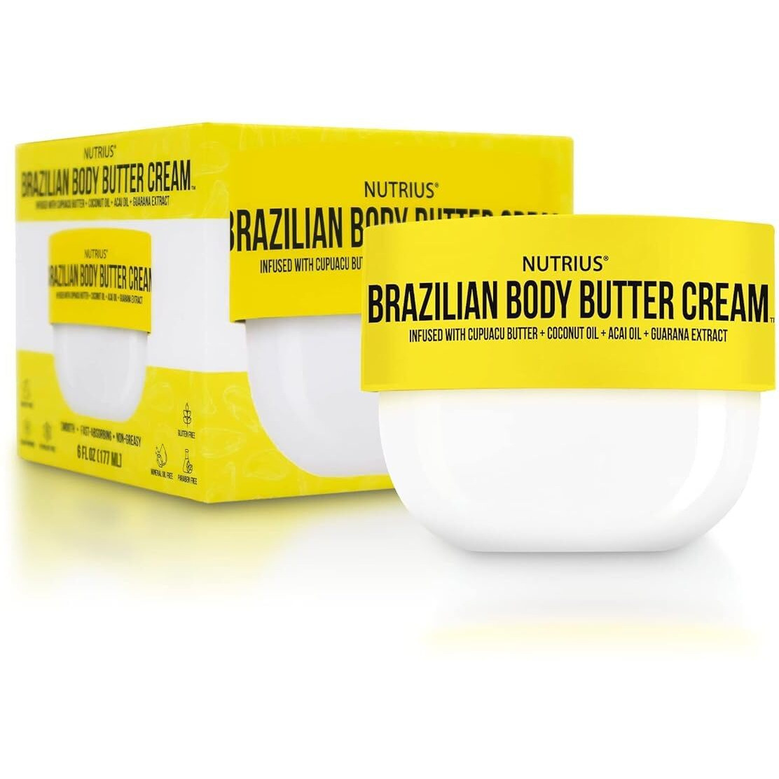 Nutrius Brazilian Body Butter Cream  6 Fl Oz
