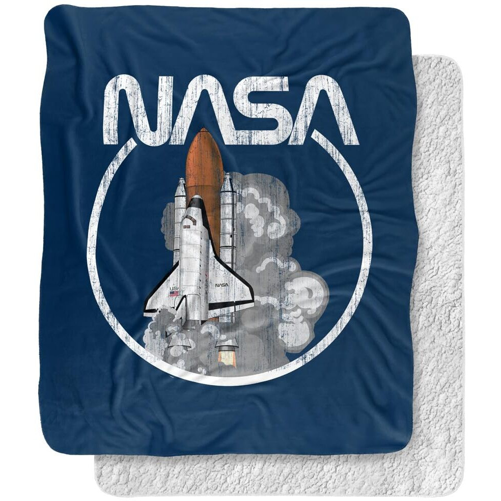 Nasa Blanket  50"&quotX60""  Space Shuttle Silky Touch Sherpa Back Super Soft Throw Blanket