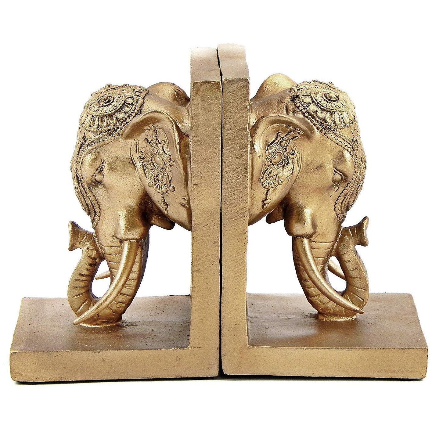 Bellaa 21817 Bookends Elephant Head Bookshelf Decor 7 Inch