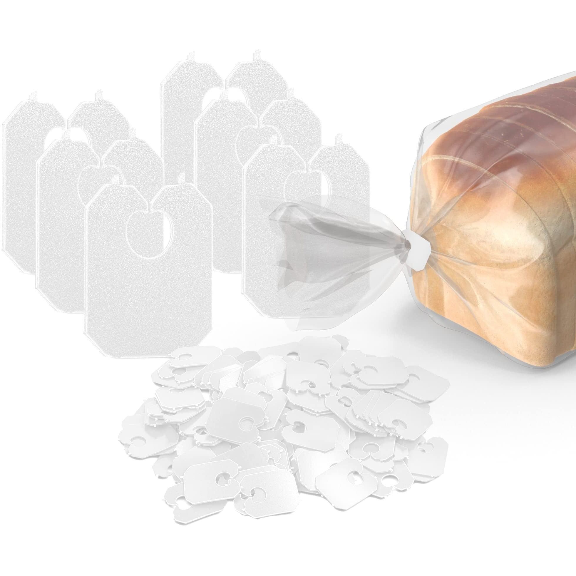 White Plastic Bread Clips 7/8 X 1 1/8 Inches - Disposable Bread Tie By Mt Products (100 Pieces)