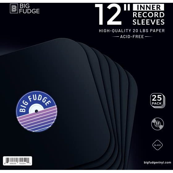 Big Fudge Black Special Edition  Vinyl Record Inner Sleeves 50X  Made From Heavyweight & Acid Free Paper  Album Covers With Round Corners Slim Record Jackets To Protect Your Lps & Singles  12""