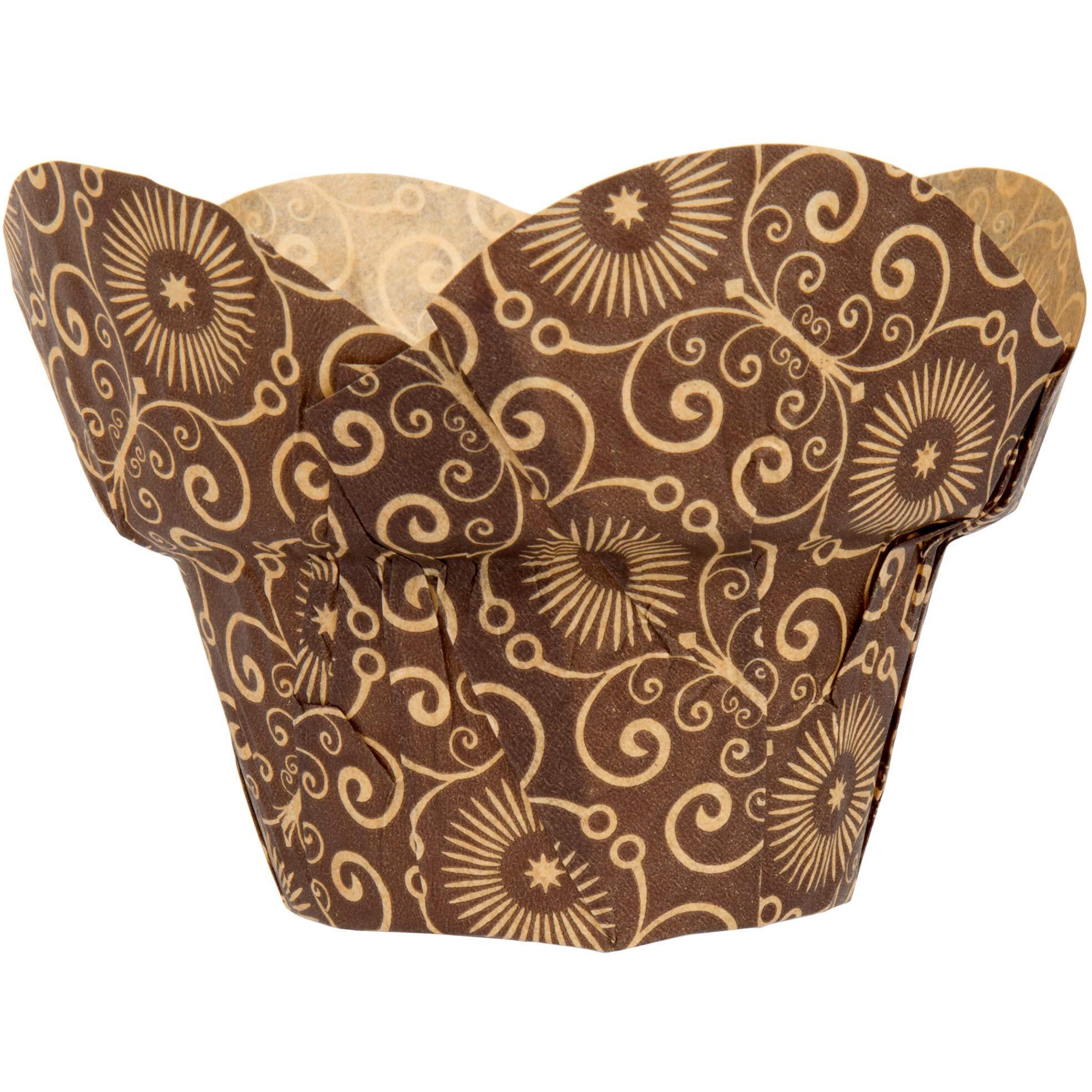 The Baker Celebrations Brown Lotus Crown Baking Cup Cupcake Muffin Liners Made In Canada (Pack Of 100)