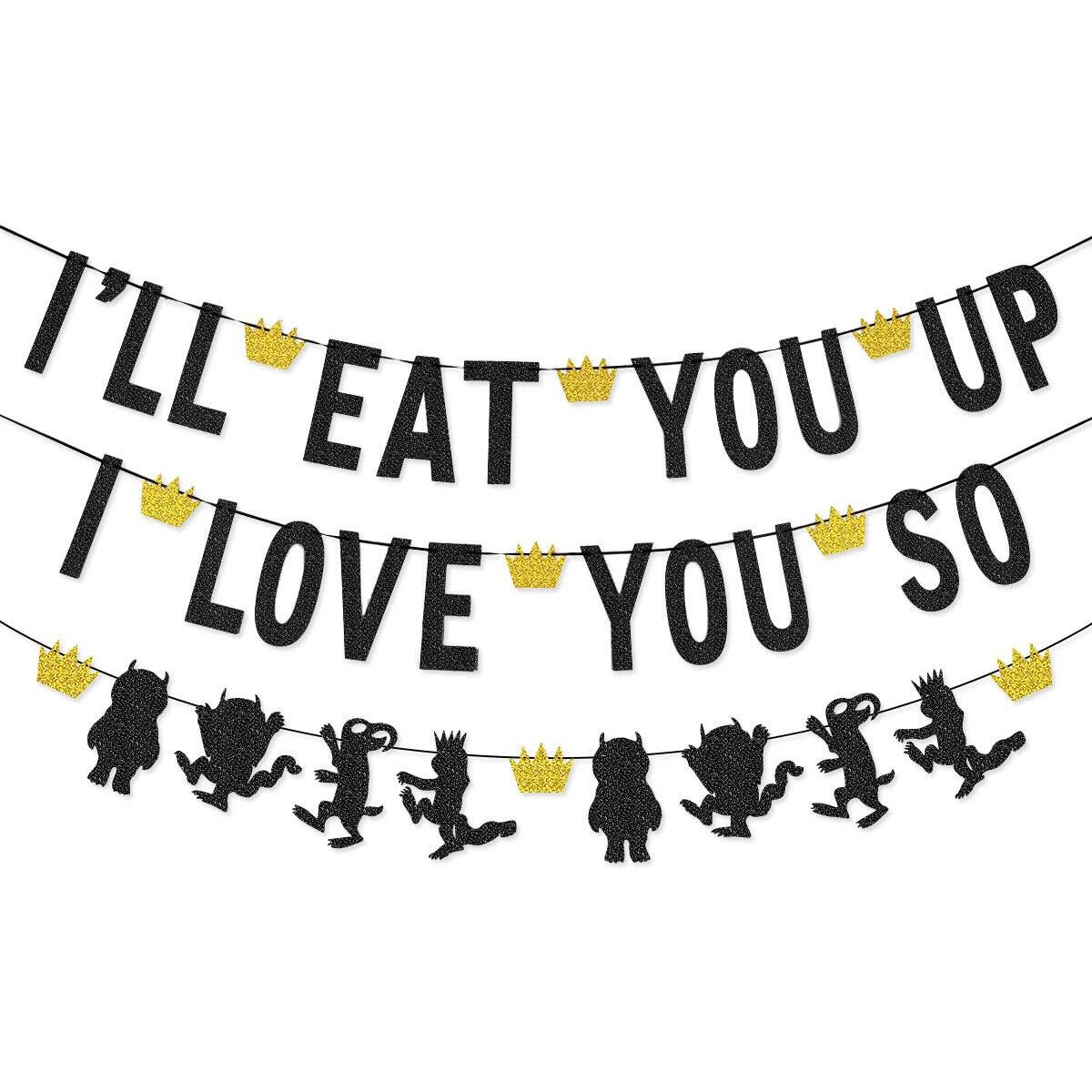 I'Ll Eat You Up I Love You So Banner Garland For Where The Wild Things Are Birthday Party Wild One Birthday Photo Prop Decorations