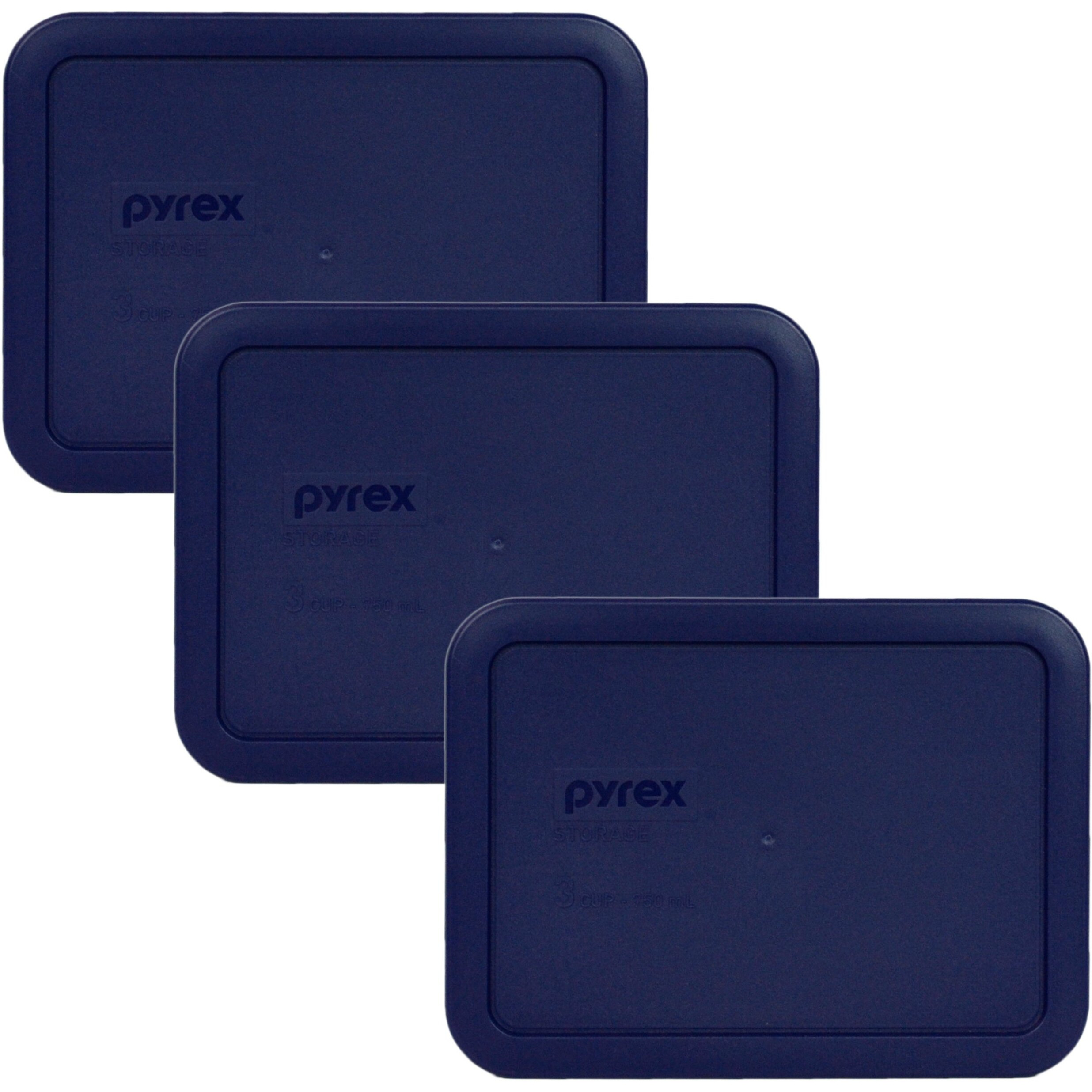 Pyrex Bundle - 3 Items 7210-Pc 3-Cup Blue Plastic Lids