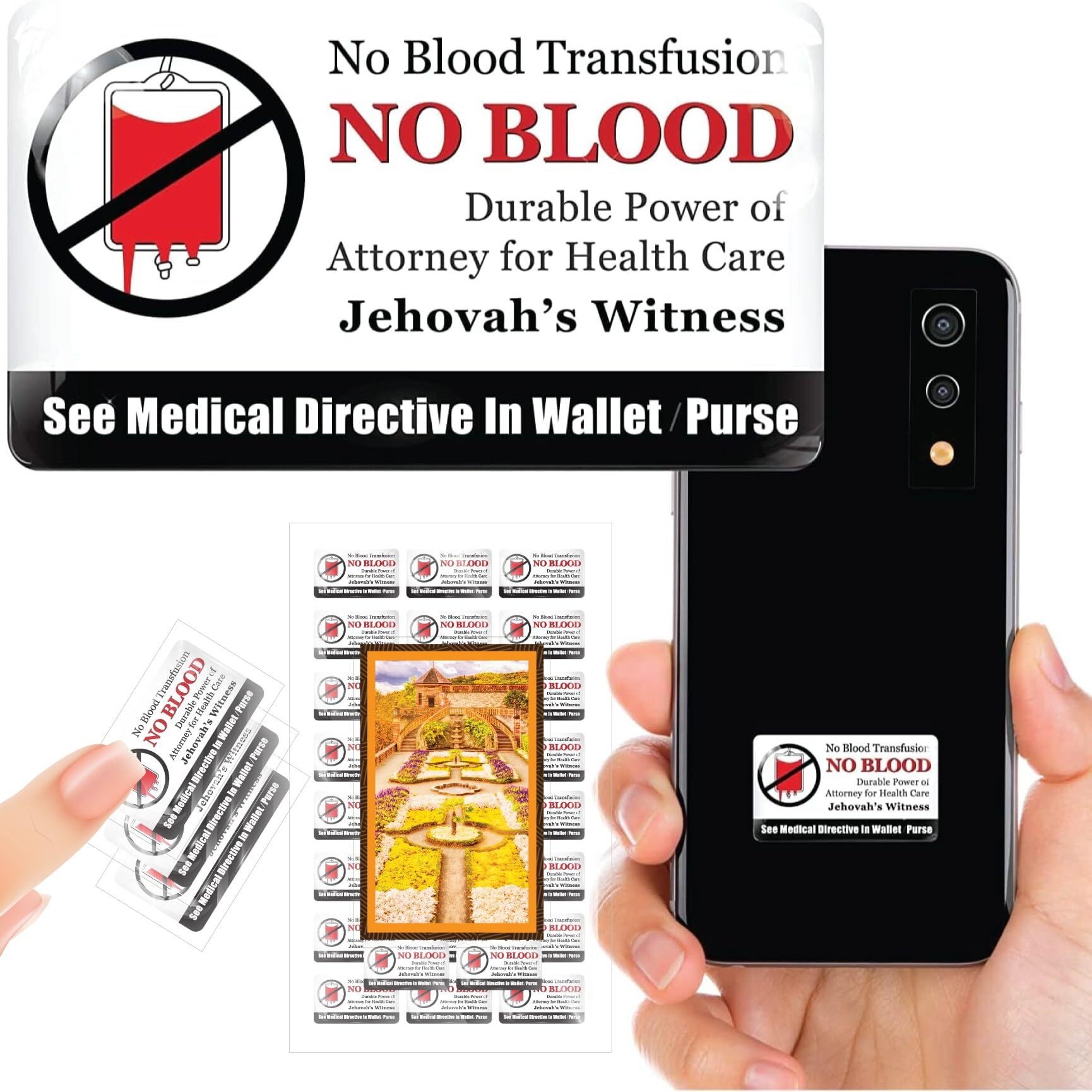 Vongsado -Bulk 26Pcs- No Blood Transfusion Premium 3D Stickers - Accessories Of Cell Phone Ministry Supplies - For Jw Jehovah Witness Gifts Jw.Org Men Her And Women (Bo 26)