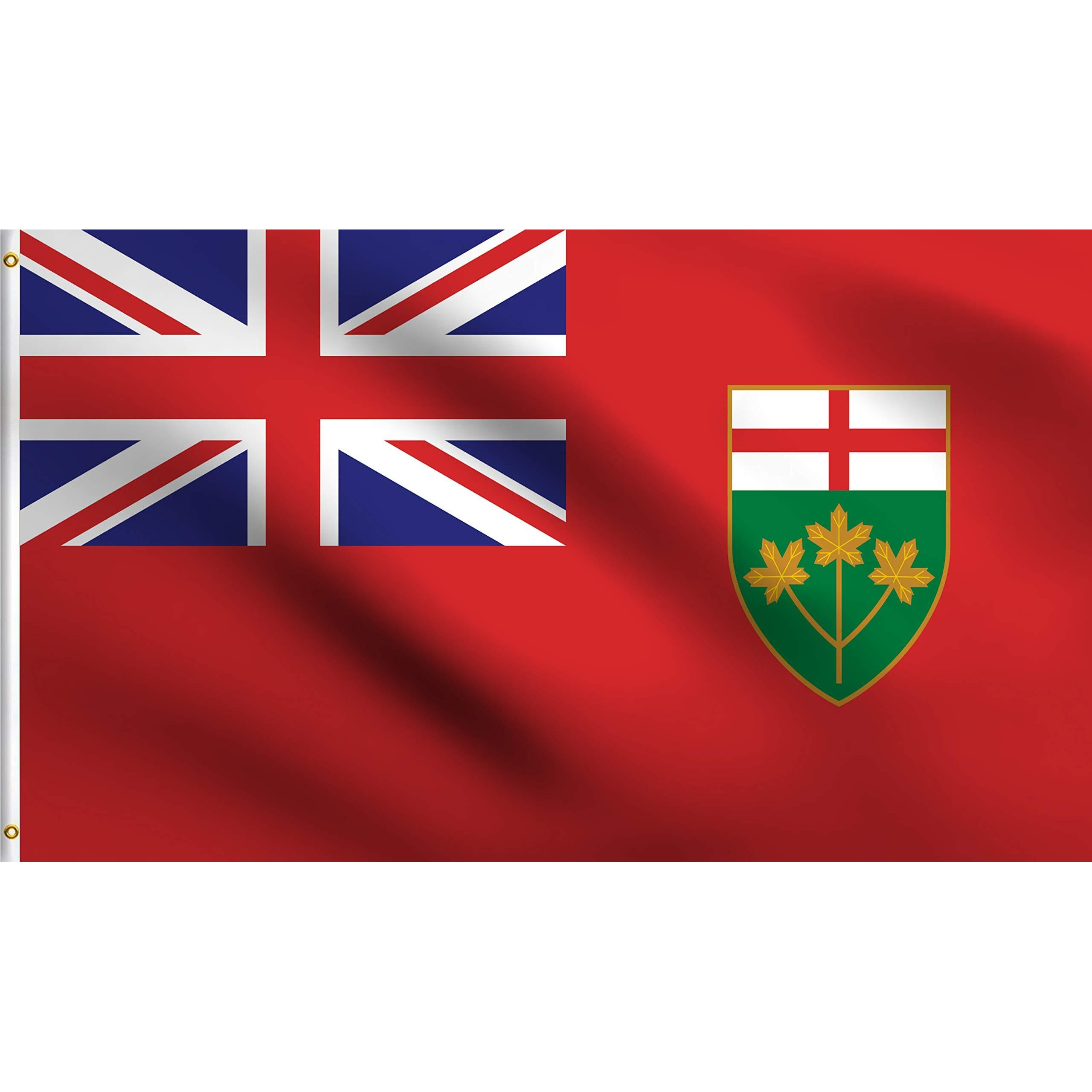 Dmse Ontario Region Canada Canadian Red Provincial Flag 3X5 Ft Foot 100% Polyester 100D Flag Uv Resistant (3' X 5' Ft Foot)