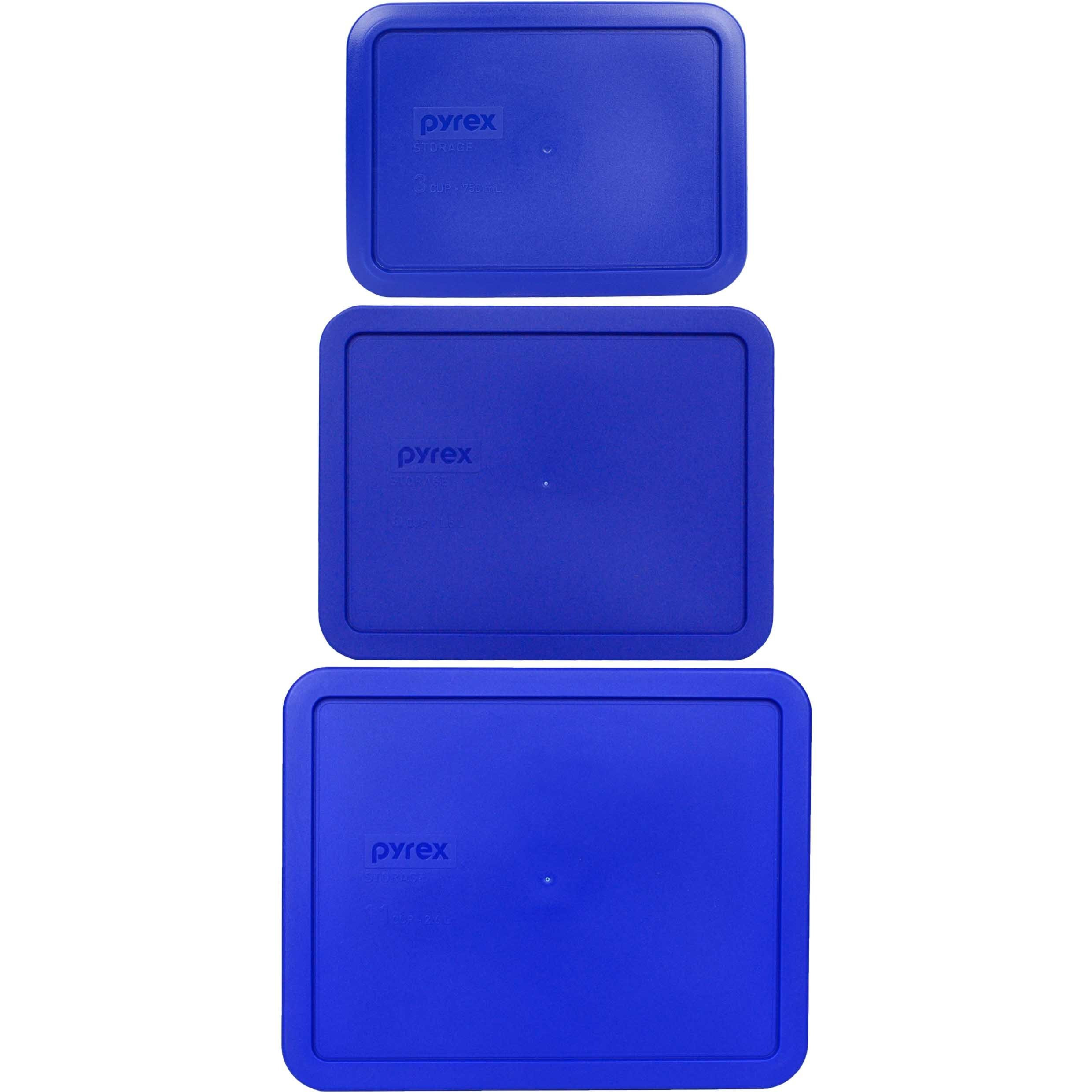 Pyrex 3 Lid Bundle In Cadet Blue For Pyrex 7212  7211  And 7210 Glassware Models  Made In Usa