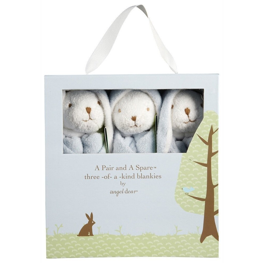 Angel Dear - Blue Bunny  Pair And A Spare Blankie Set
