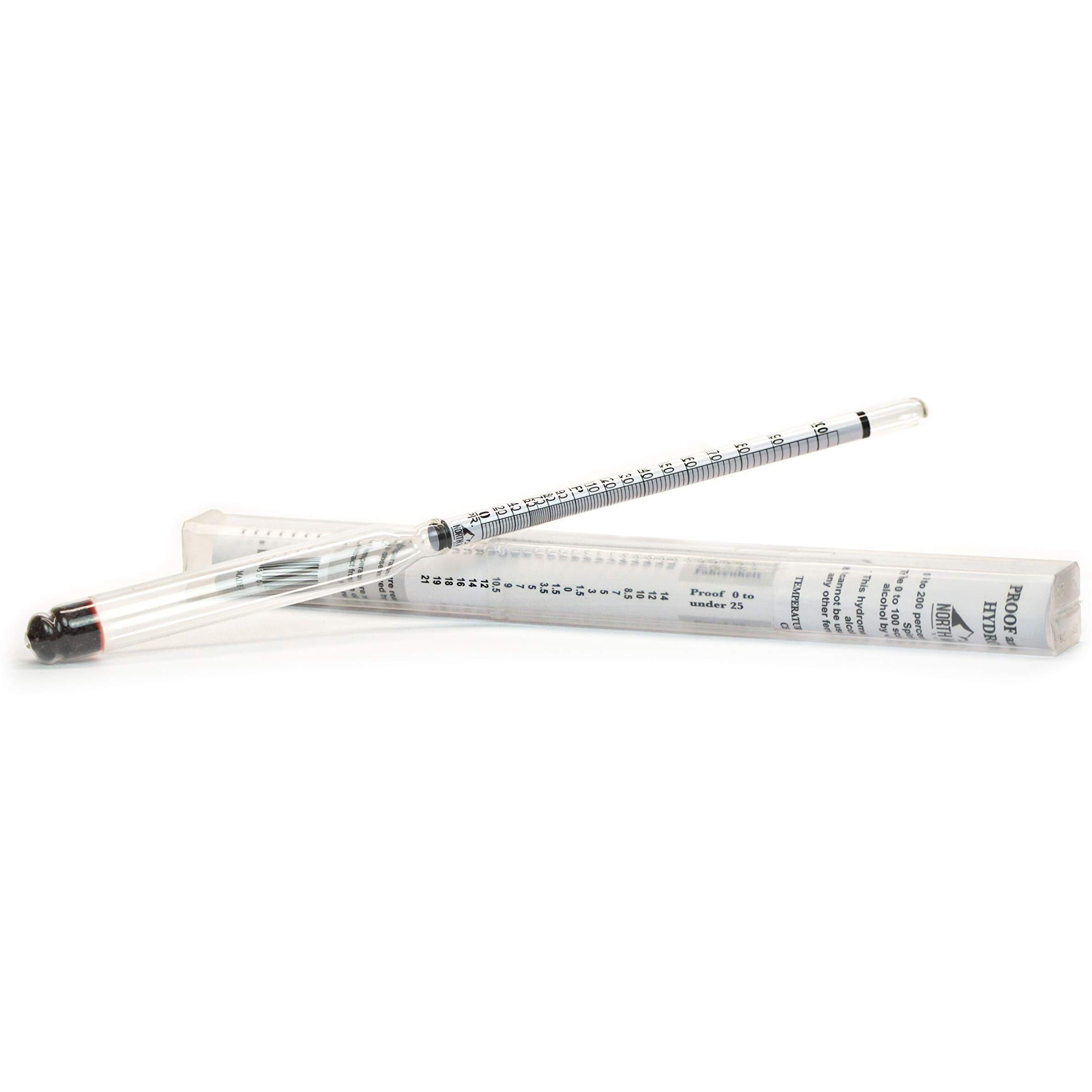 North Mountain Supply Premium Glass Proof & Tralle Hydrometer Alcoholmeter - Made In France - Lead & Mercury Free