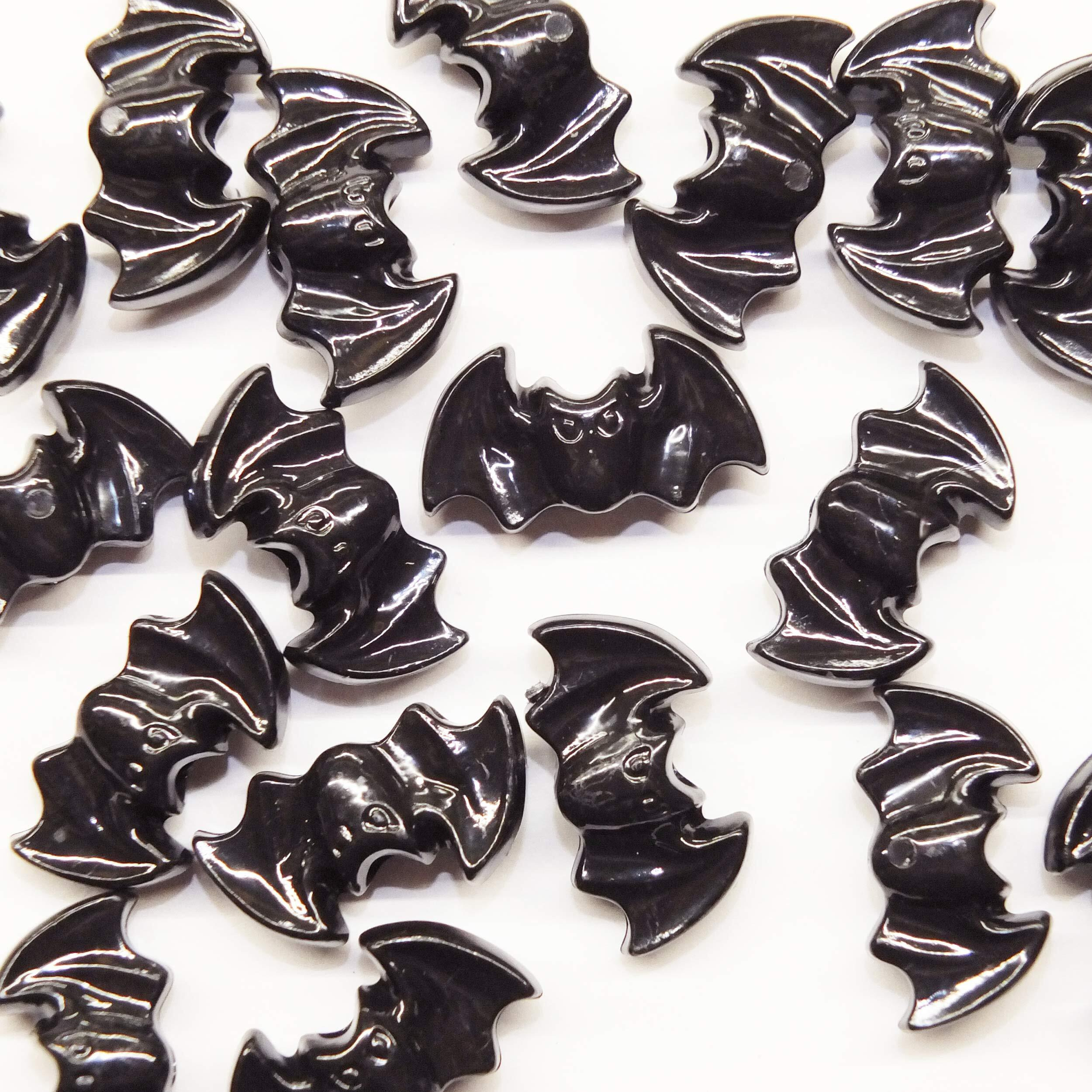 Black Flying Bat Beads Large Hole Made In Usa 1"" Wide